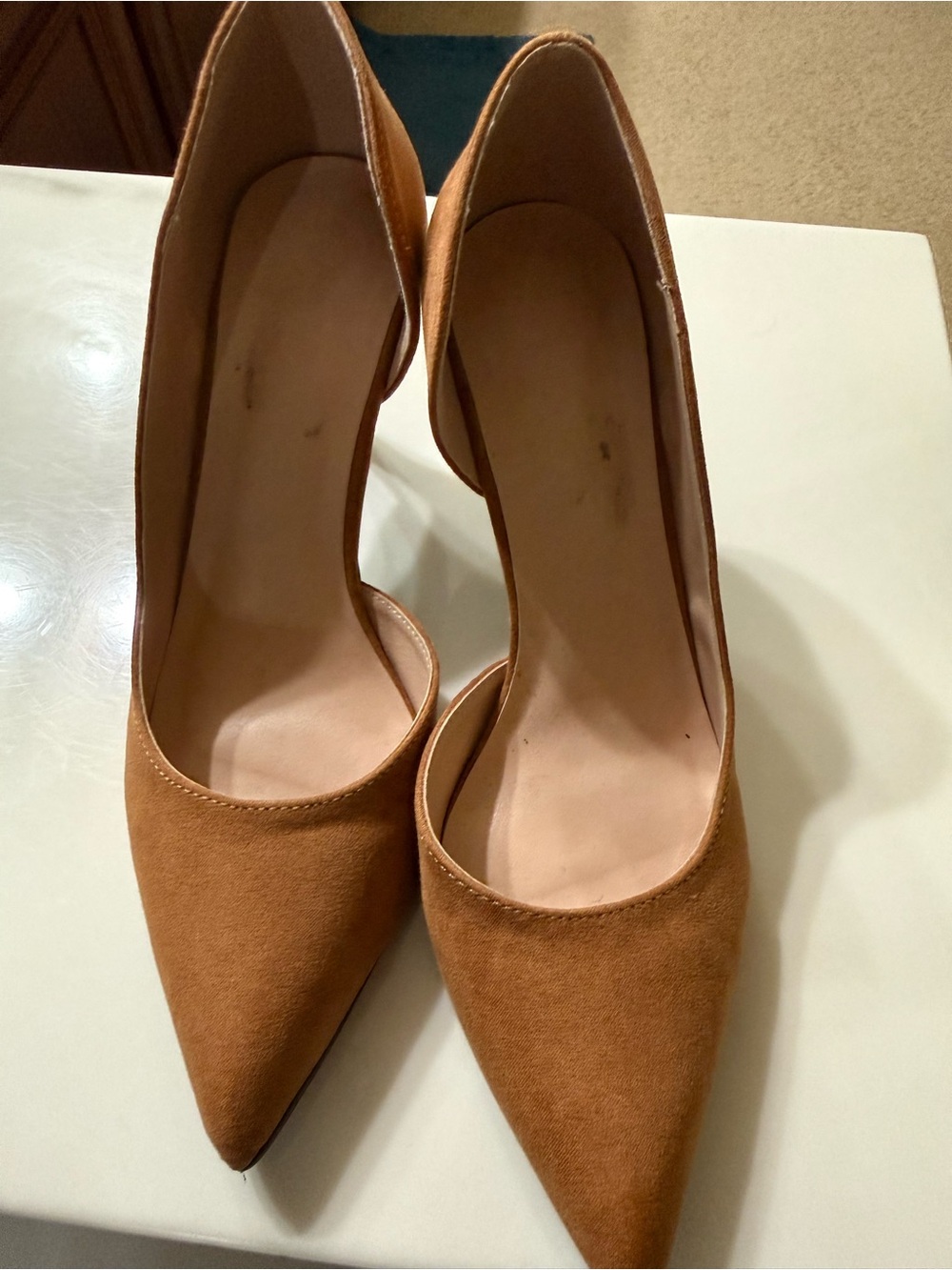 SHEIN Tan Pointed-Toe D'Orsay Heels